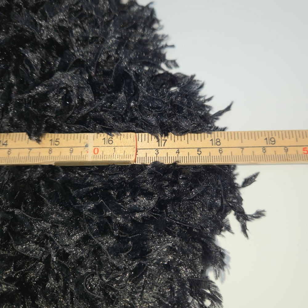 Coucoo Maxi Dress Womens XL Black Shaggy Feather Boa Mock Neck Sleeveless Gown - Picture 9 of 13